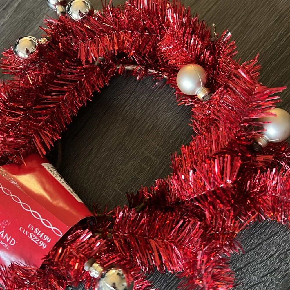 Ashland Red Tinsel Garland with Gold Accents